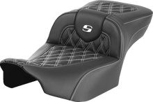 SADDLEMEN Roadsofa™ Extended Reach Seat - without Backrest - Lattice Stitch - White Stitch - FLTR/FLHX '23-'24 823-07-18406