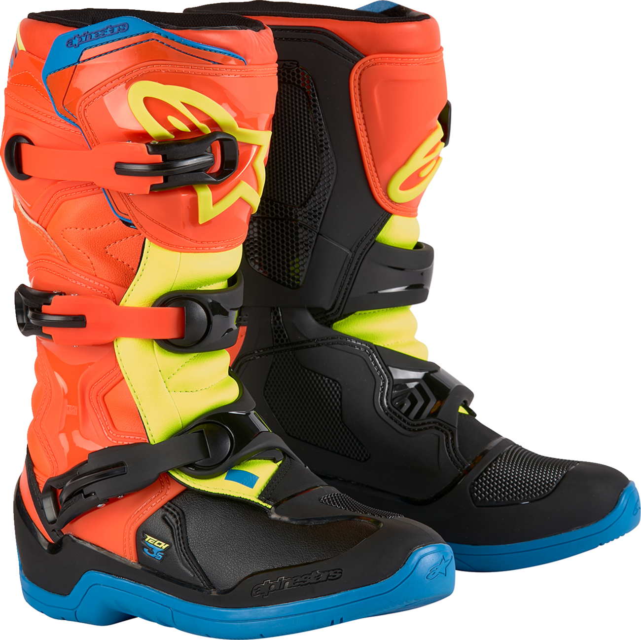 ALPINESTARS Youth Tech3S Boots - Orange/Blue/Yellow/Black - US 8 / EU 42 2014024-4755-8