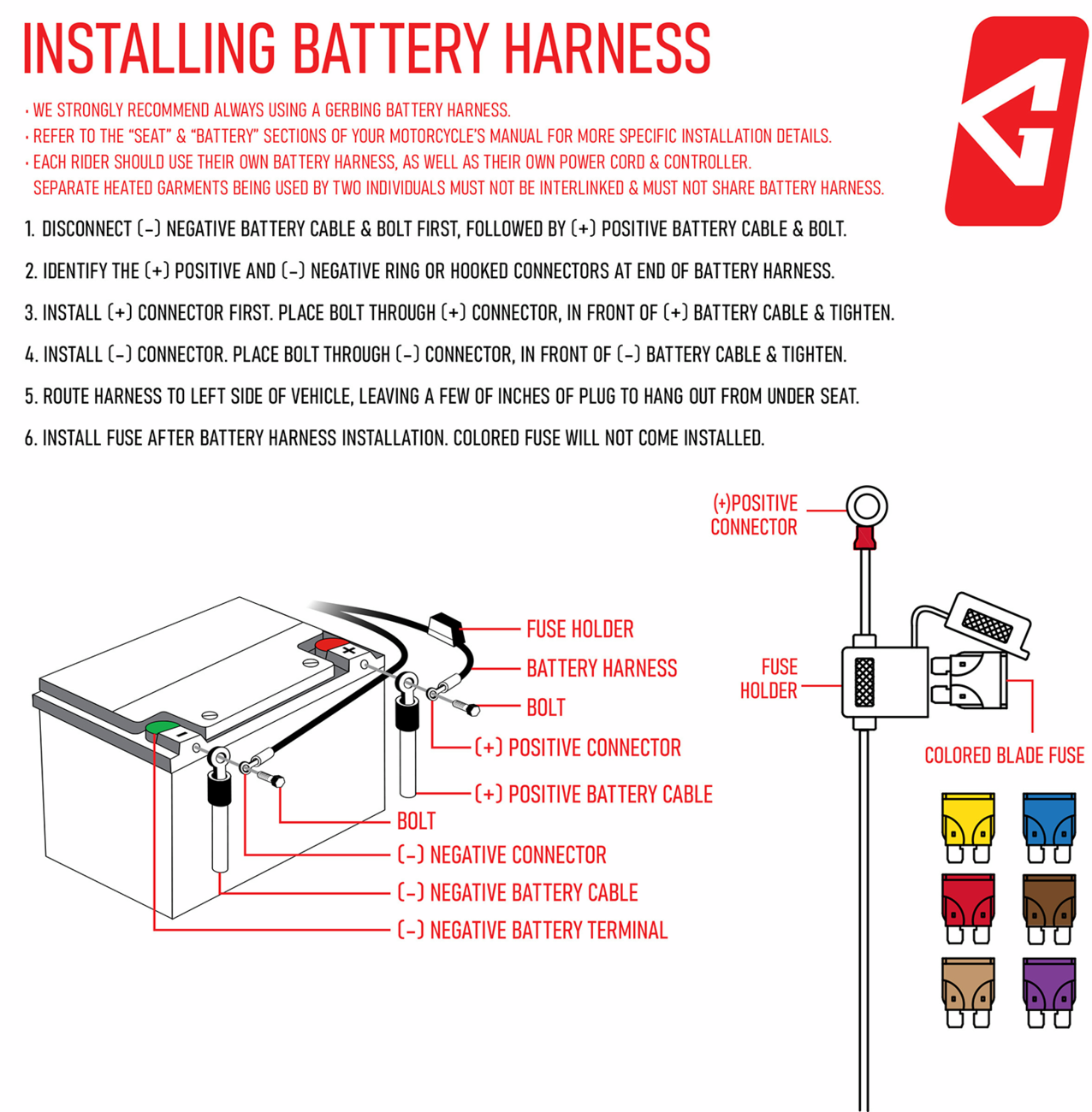 GERBING HEATED CLOTHING Harness - 12 V - Battery G1215U-ACC-903-001-1