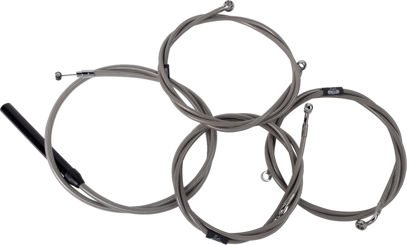 LA CHOPPERS Complete Stainless Braided Handlebar Cable/Brake Line Kit - 15"-17" Handlebars - '23-'25 Touring LA-8059KT2-16