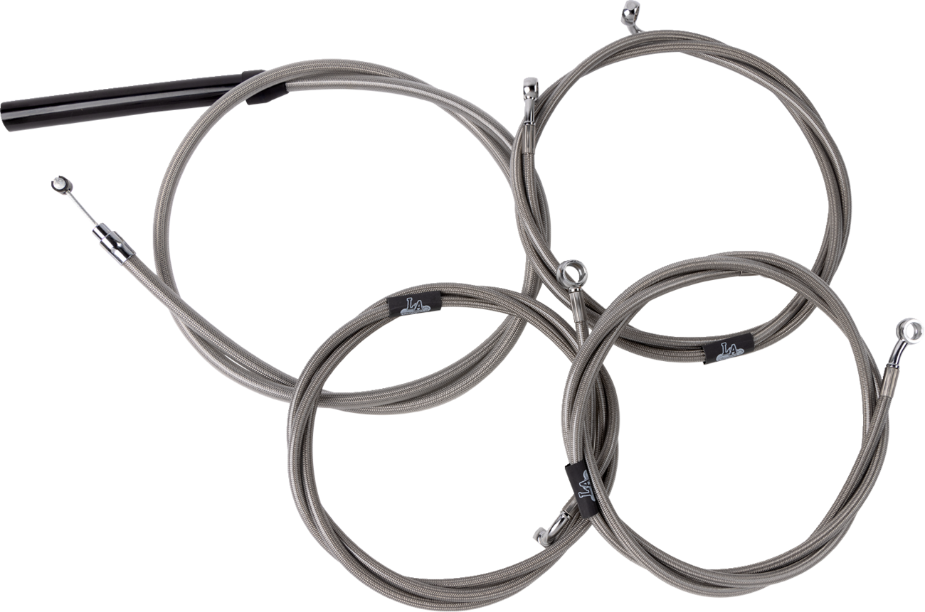 LA CHOPPERS Complete Stainless Braided Handlebar Cable/Brake Line Kit - 18"-20" Handlebars - '23-'25 Touring LA-8059KT2-19