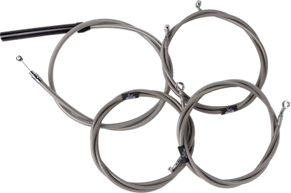 LA CHOPPERS Complete Stainless Braided Handlebar Cable/Brake Line Kit - 18"-20" Handlebars - '23-'25 Touring LA-8059KT2-19