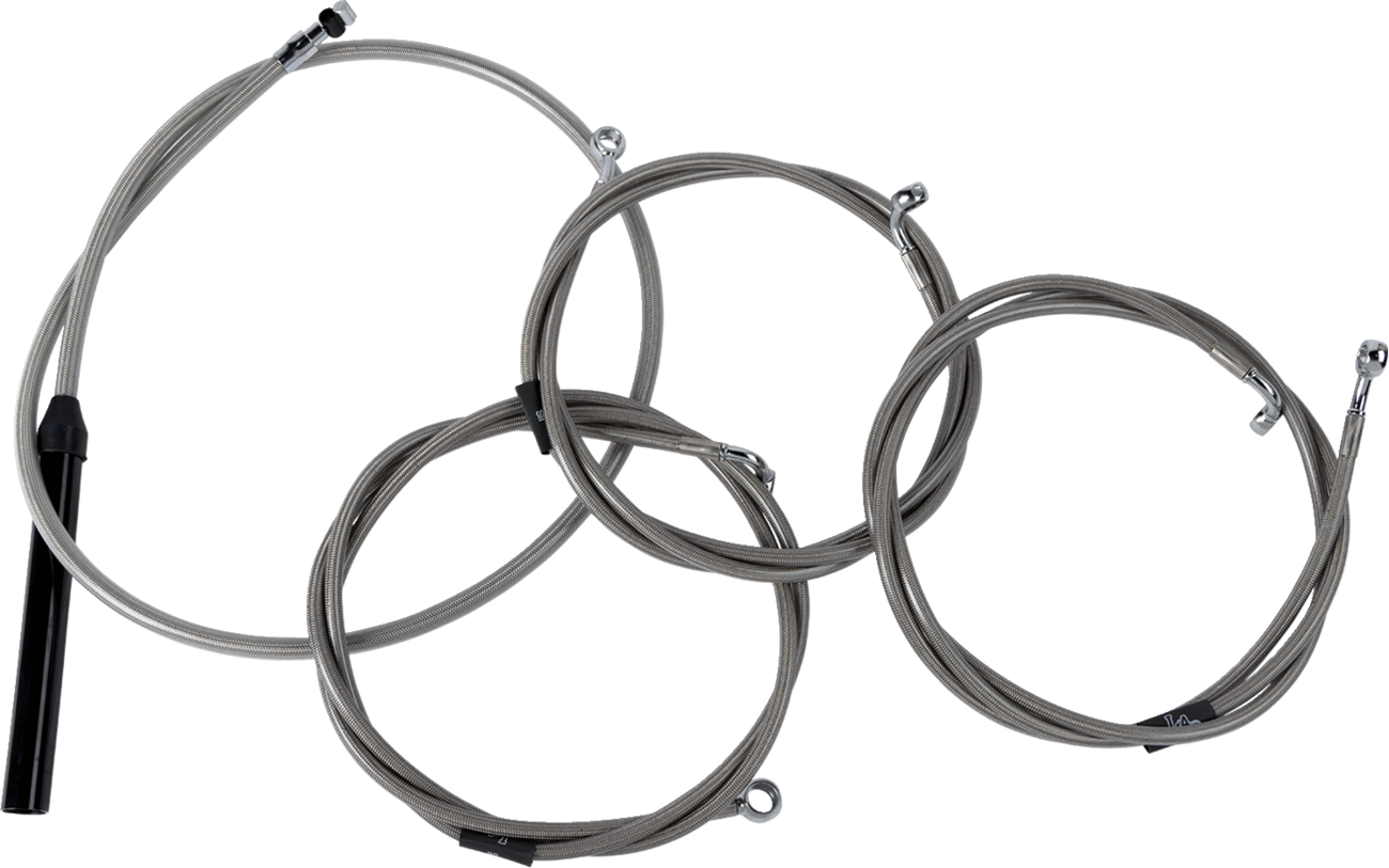 LA CHOPPERS Complete Stainless Braided Handlebar Cable/Brake Line Kit - Stock Bars - '23-'25 Touring LA-8059KT2-08