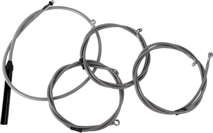 LA CHOPPERS Complete Stainless Braided Handlebar Cable/Brake Line Kit - Stock Bars - '23-'25 Touring LA-8059KT2-08