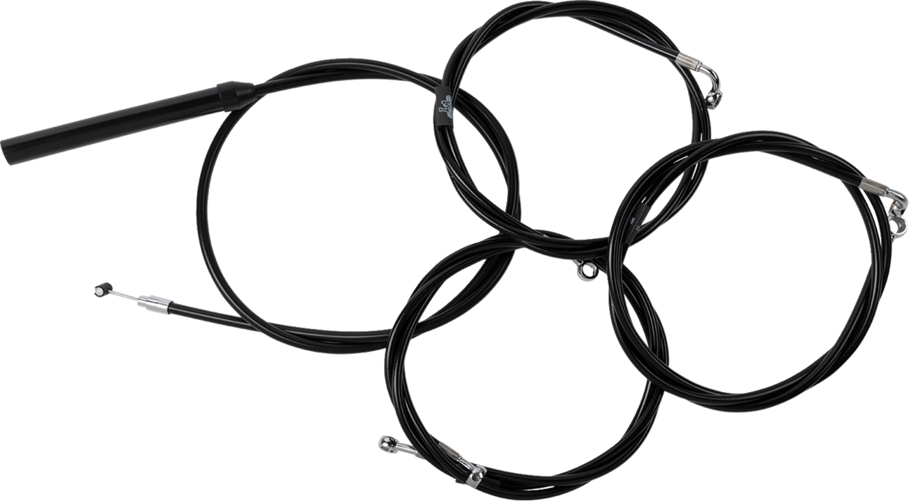 LA CHOPPERS Complete Black Vinyl Braided Handlebar Cable/Brake Line Kit - 18"-20" Handlebars - '23-'25 Touring LA-8059KT2-19B