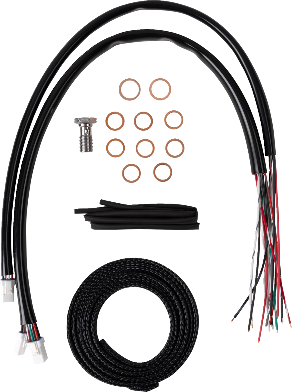 LA CHOPPERS Complete Stainless Braided Handlebar Cable/Brake Line Kit - 15"-17" Handlebars - '23-'25 Touring LA-8059KT2-16