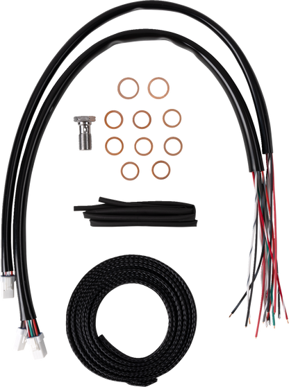 LA CHOPPERS Complete Stainless Braided Handlebar Cable/Brake Line Kit - 15"-17" Handlebars - '23-'25 Touring LA-8059KT2-16