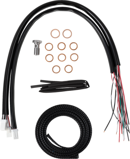 LA CHOPPERS Complete Black Vinyl Braided Handlebar Cable/Brake Line Kit - Stock Handlebars - '23-'25 Touring LA-8059KT2-08B