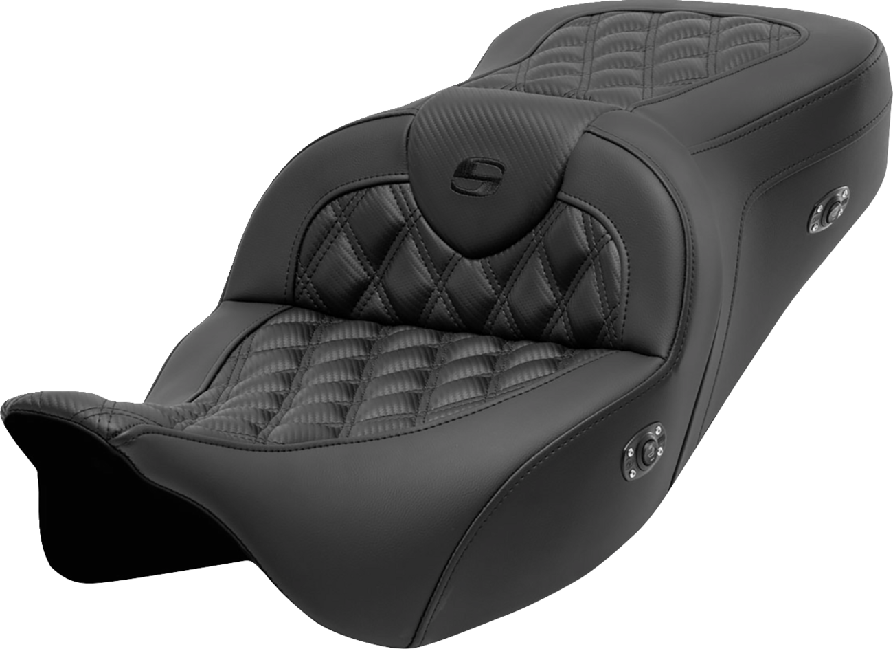 SADDLEMEN Roadsofa™ Seat - without Backrest - Lattice Stitch - Carbon Fiber - FL '08-'23 808-07B-206A0