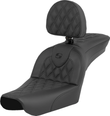 SADDLEMEN RoadSofa™ Seat - Lattice Stitch - with Driver Backrest - FXDWG '04-'05 804-05-182BR