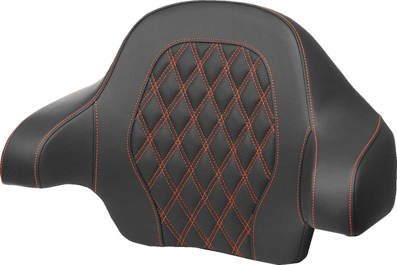 SADDLEMEN Tour-Pak® Backrest Pad - Lattice Stitch - Orange Stitch - FL '14-'24 814-07-15003