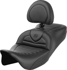 SADDLEMEN Roadsofa™ Seat - with Backrest - Tuck-n-Roll - FL '08-'23 808-07B-202B0