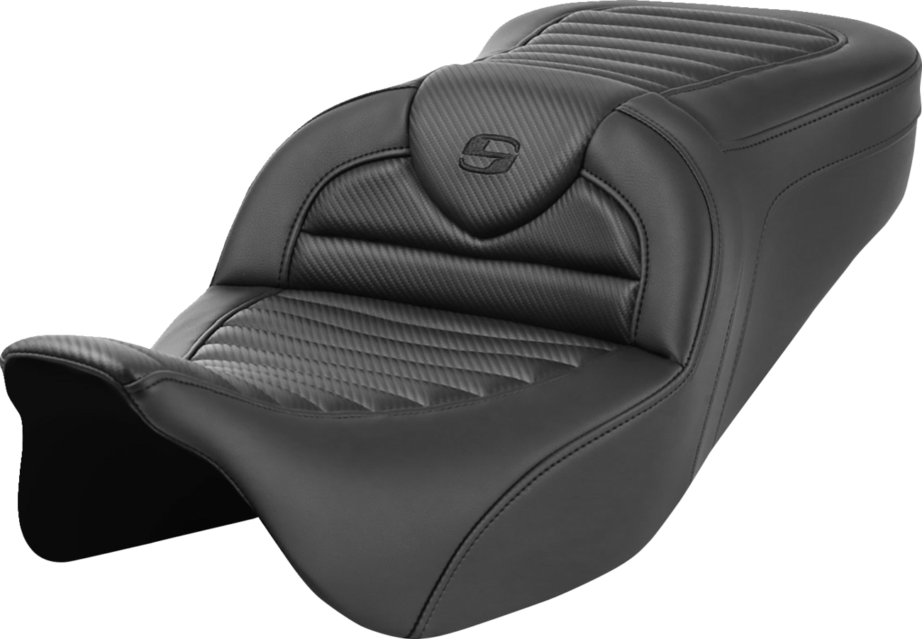 SADDLEMEN Roadsofa™ Seat - without Backrest - Tuck-n-Roll - Carbon Fiber - FL '08-'23 808-07B-20400