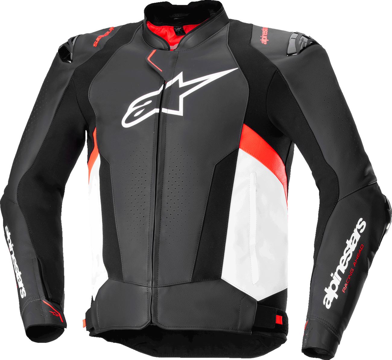 ALPINESTARS Missile v3 Leather Jacket - Black/White/Red Fluo - US 50 / EU 60 3100125-1231-60