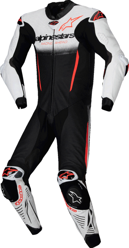 ALPINESTARS GP-R7 1-PC Leather Suit - White/Black/Red Fluo - US 38 / EU 48 3150125-233-48