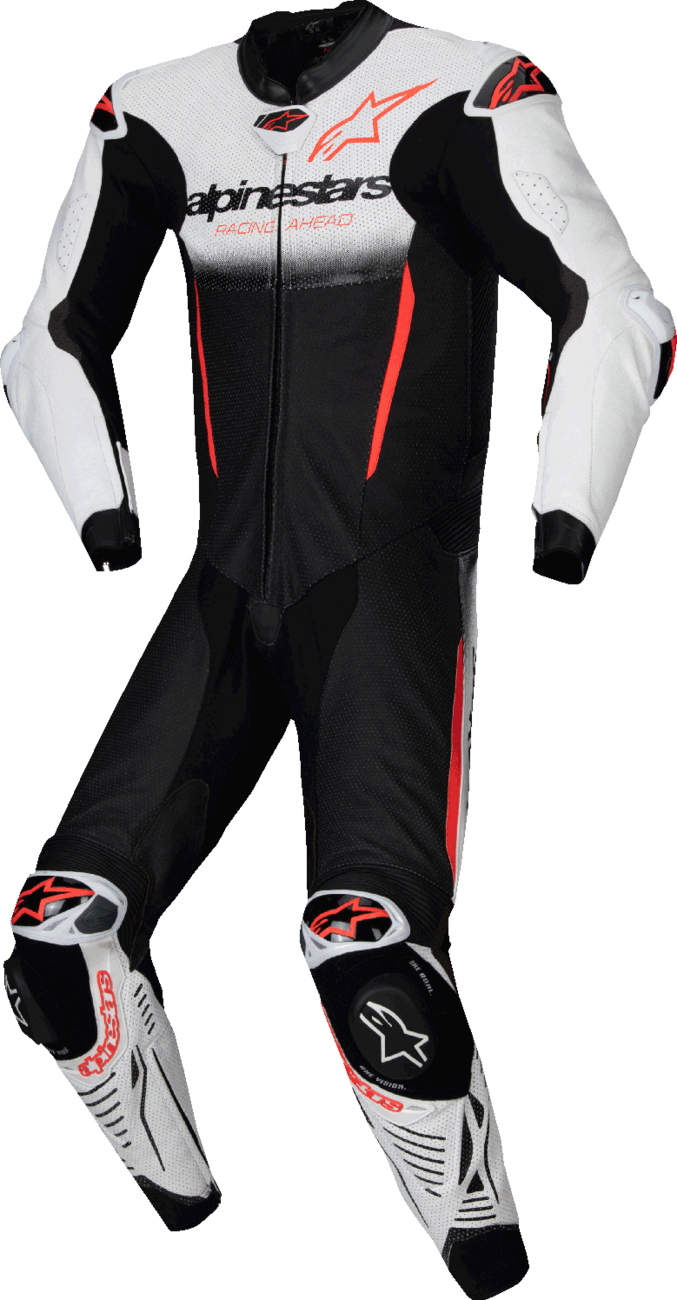 ALPINESTARS GP-R7 1-PC Leather Suit - White/Black/Red Fluo - US 44 / EU 54 3150125-233-54