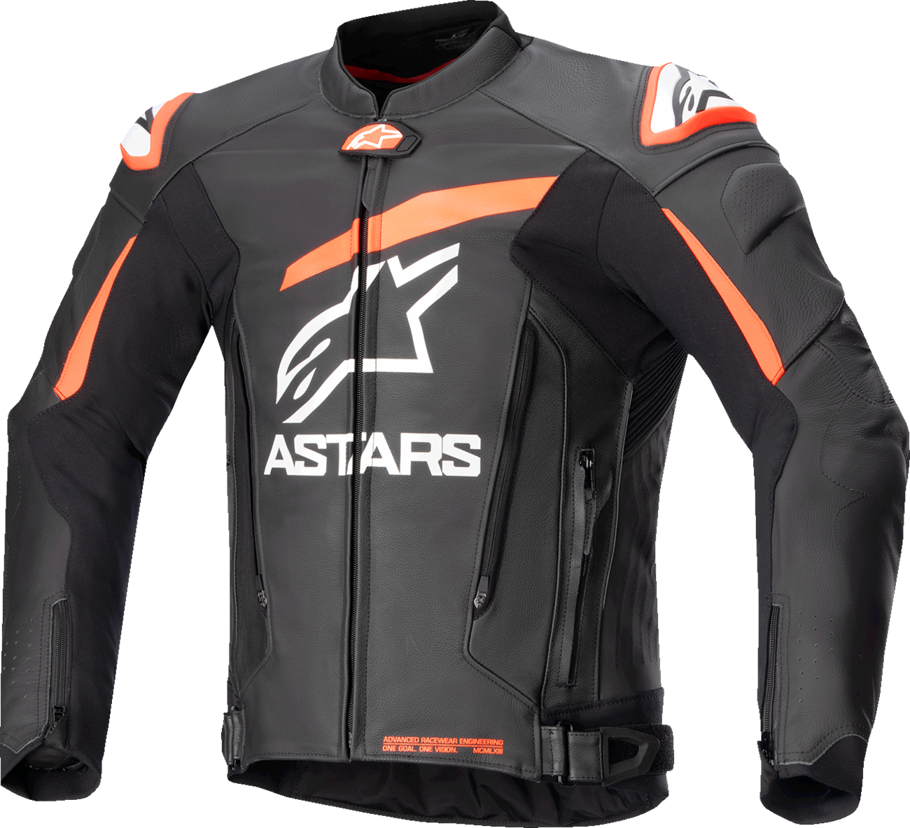 ALPINESTARS GP Plus v4 Leather Jacket - Black/Red Fluo/White - US 48 / EU 58 3100524-1321-58
