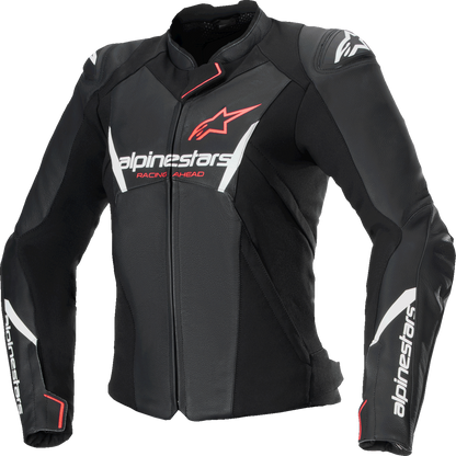 ALPINESTARS Stella Faster v3 Leather Jacket - Black/White Fluo/Coral - US 2 / EU 38 3113625-1781-38