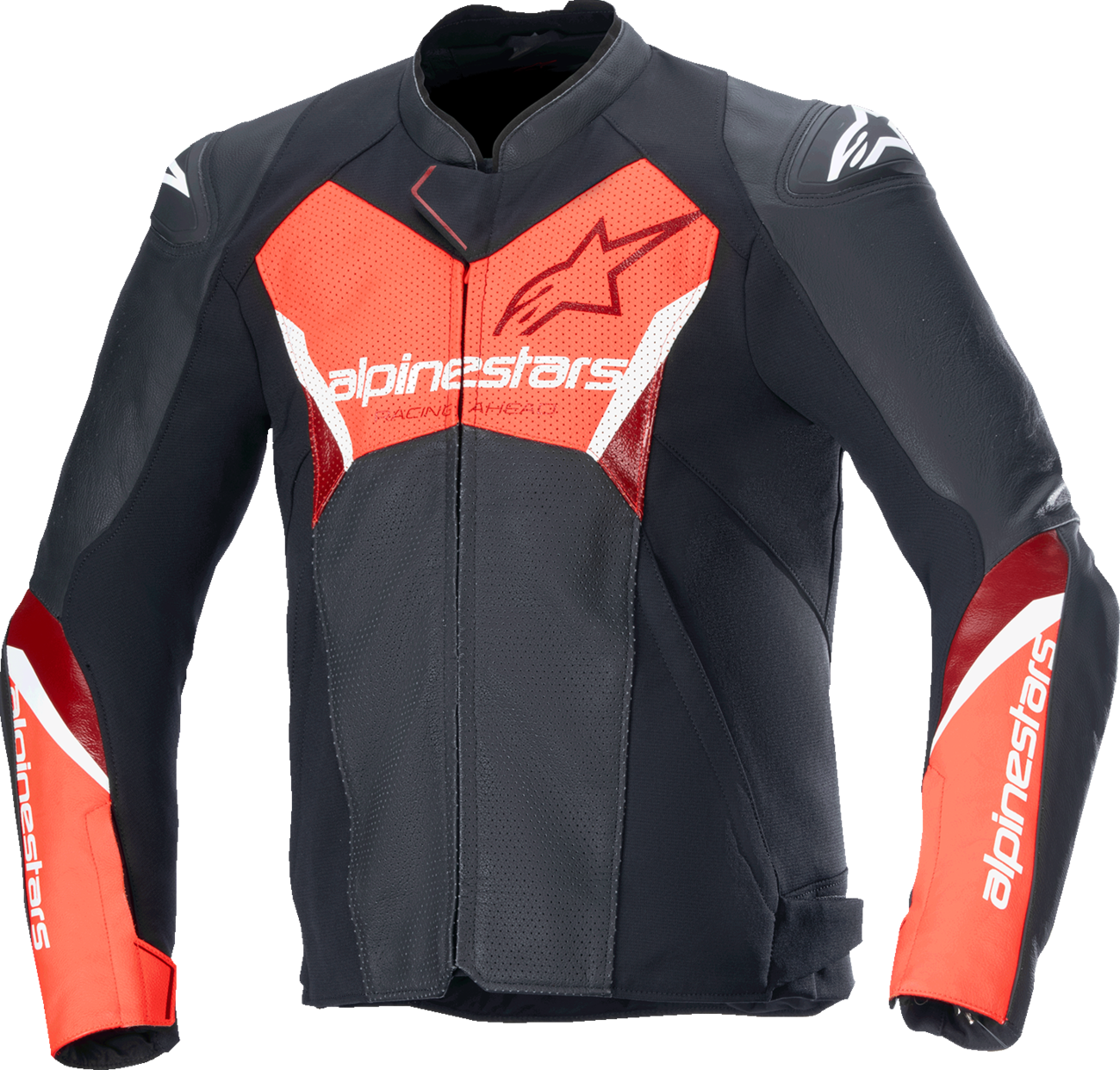 ALPINESTARS Faster v3 Airflow Leather Jacket - Black/Red Fluo - US 48 / EU 58 3103625-1030-58