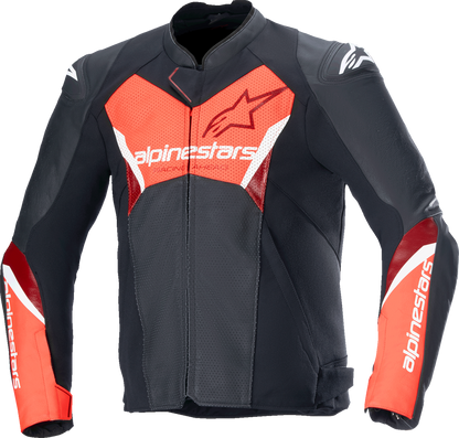 ALPINESTARS Faster v3 Airflow Leather Jacket - Black/Red Fluo - US 50 / EU 60 3103625-1030-60