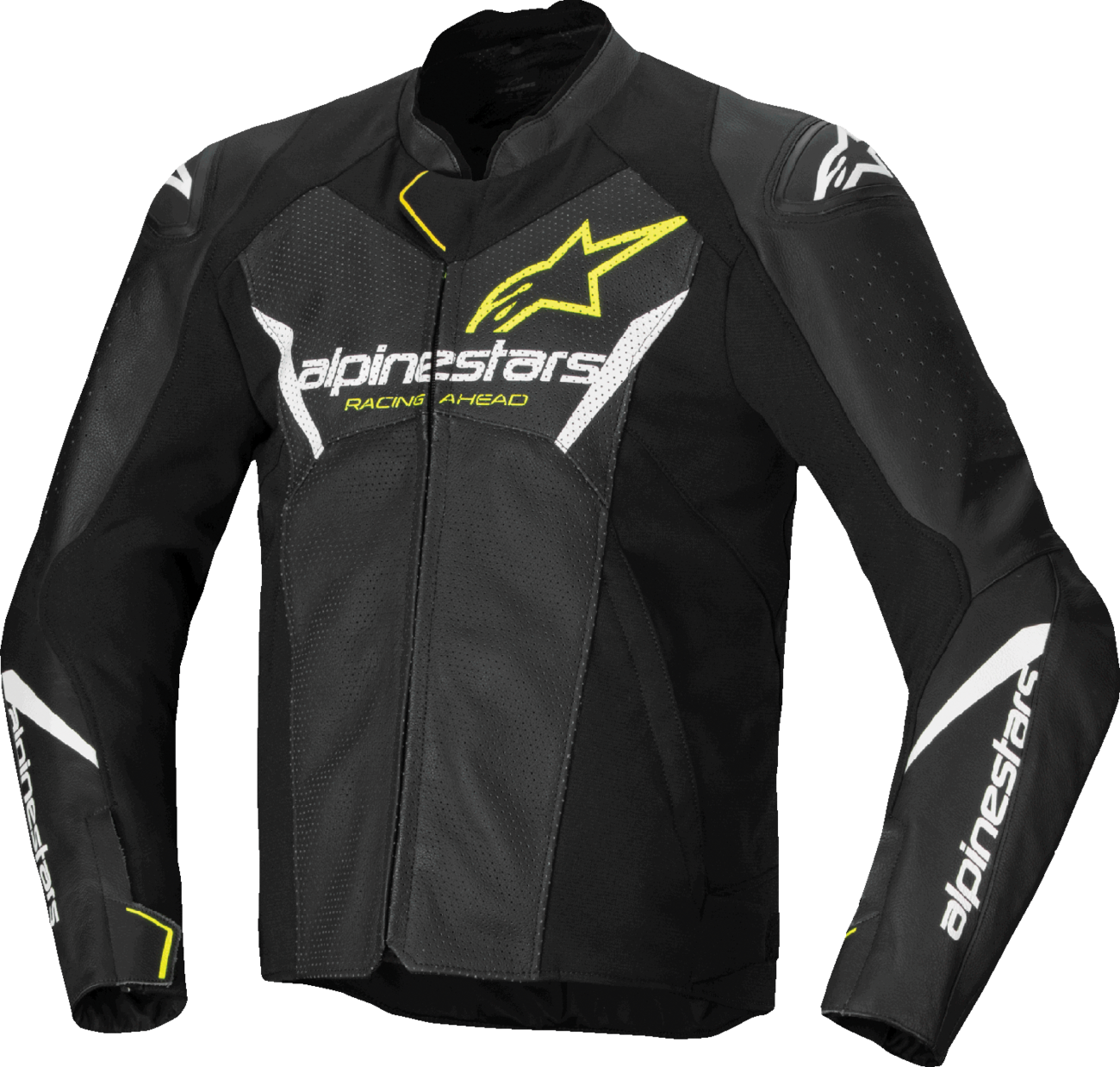 ALPINESTARS Faster v3 Airflow Leather Jacket - Black/White/Yellow Fluo - US 40 / EU 50 3103625-125-50