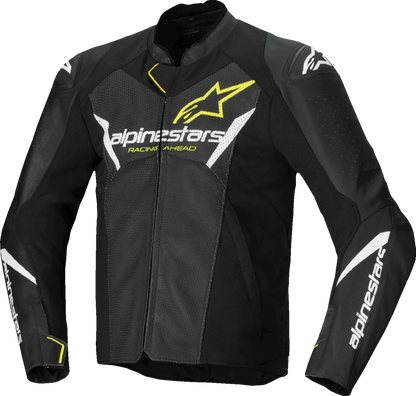 ALPINESTARS Faster v3 Airflow Leather Jacket - Black/White/Yellow Fluo - US 38 / EU 48 3103625-125-48