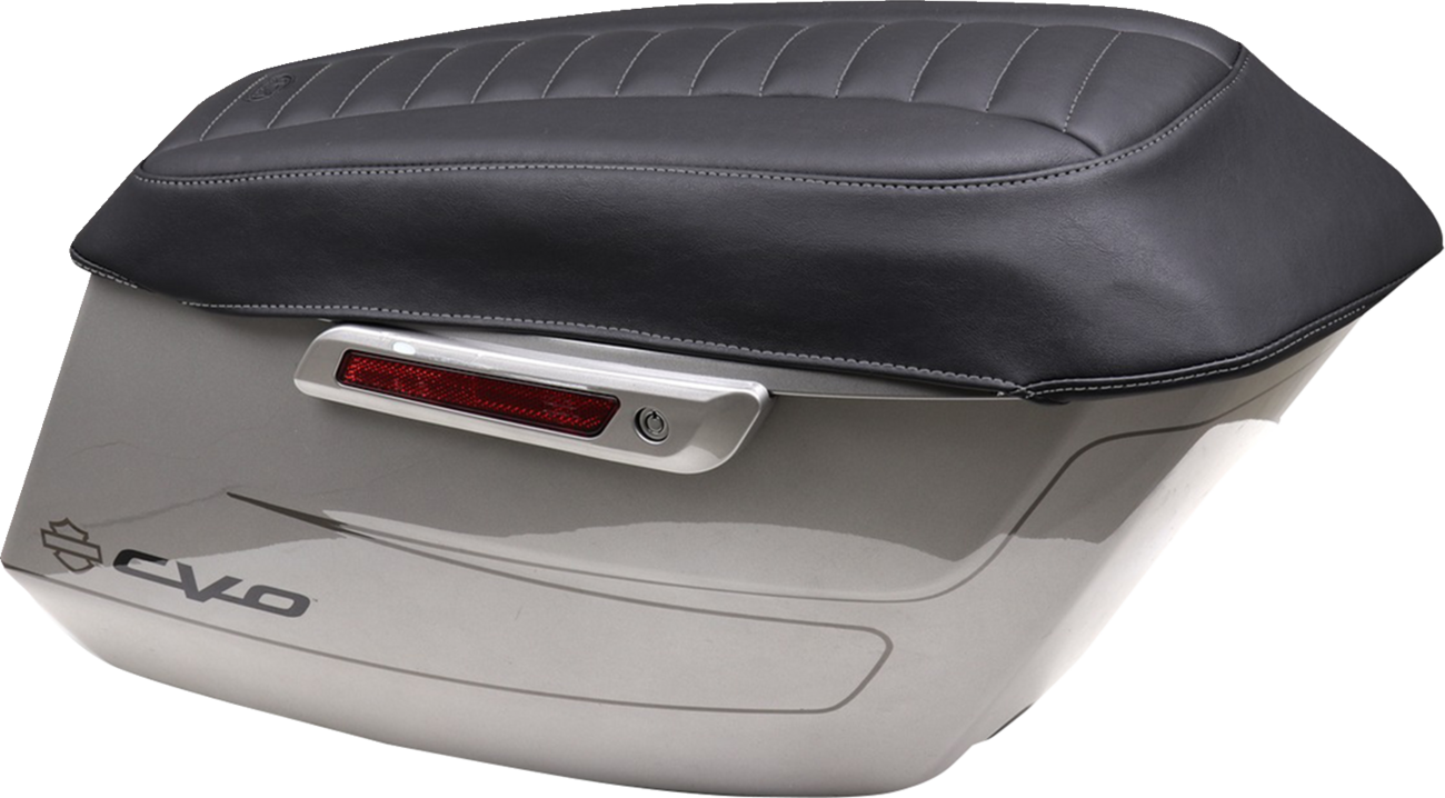 MUSTANG Deluxe Saddlebag Lid Coers - Black w/ Gunmetal Stitch - Touring 88404GM
