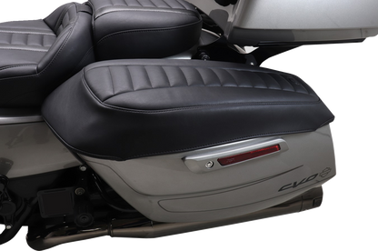 MUSTANG Deluxe Saddlebag Lid Coers - Black w/ Gunmetal Stitch - Touring 88404GM