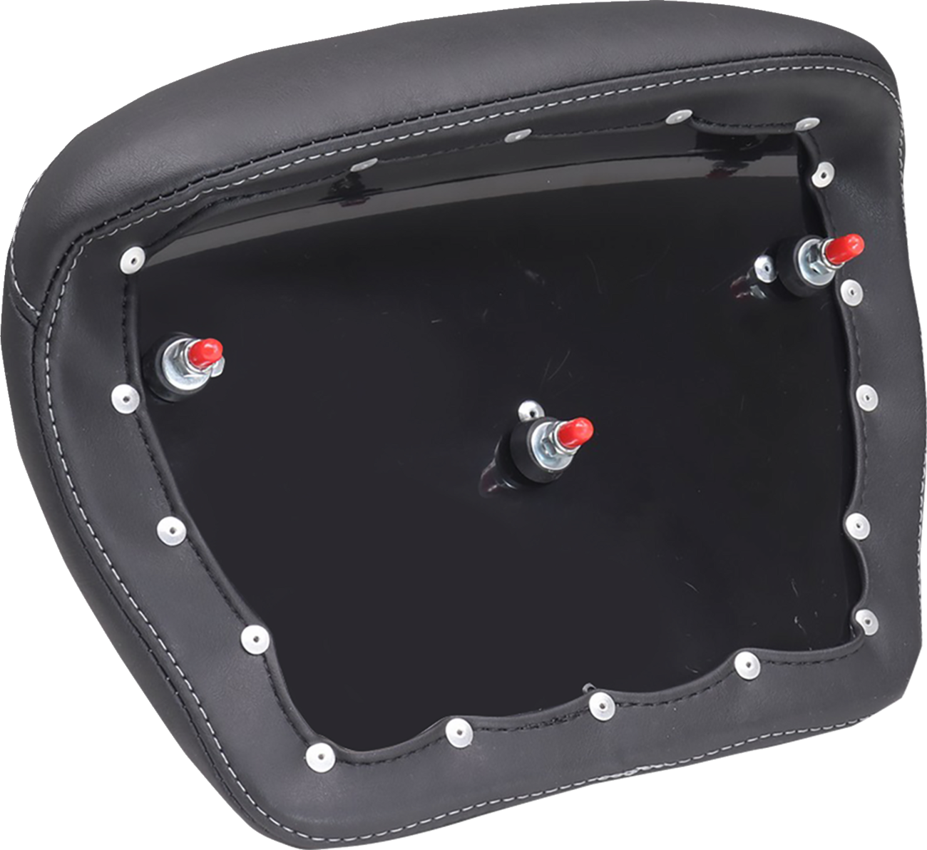 MUSTANG Deluxe Chopped Tour-Pak® Sissy Bar Pad - Black w/ Gunmetal Stitch - Touring 88405GM