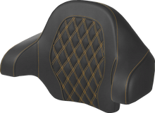 SADDLEMEN Tour-Pak® Backrest Pad - Lattice Stitch - Gold Stitch - FL '14-'24 814-07-15007