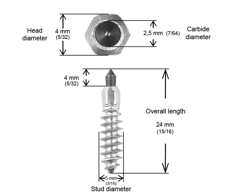 15/16" 24mm Std Screw Studs Qty 150