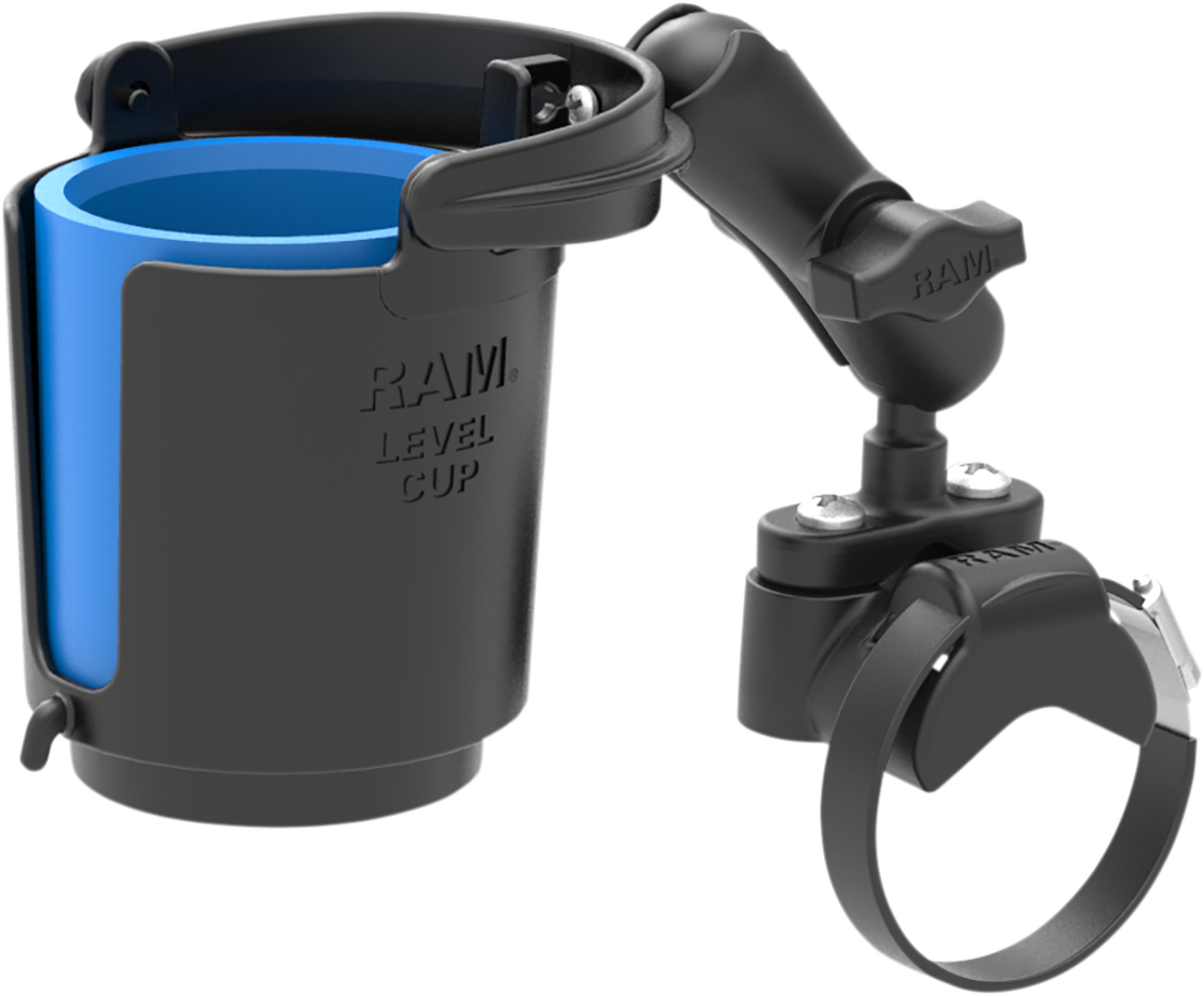 RAM MOUNTS Handlebar Rail Mount with U-Bolt Base, Level Cup™ Drink Holder and Koozie RAM-B-132RU