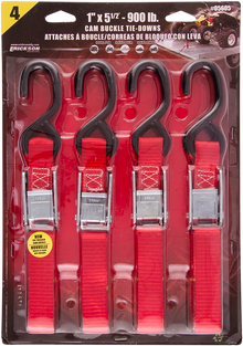 ERICKSON Buckle Tie-Down - 1" x 5-1/2' - 4 Pack -Red 05605