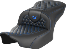 SADDLEMEN Roadsofa™ Seat - without Backrest - Honeycomb - Blue Stitch - FLTR/FLHX '23-'24 823-07-18901