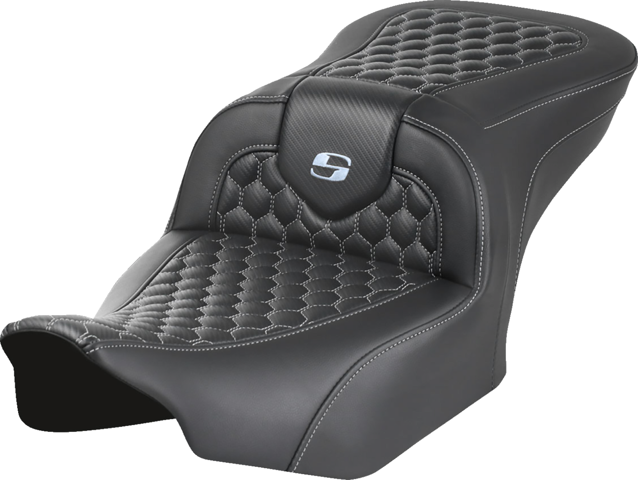 SADDLEMEN Roadsofa™ Seat - without Backrest - Honeycomb - Silver Stitch - FLTR/FLHX '23-'24 823-07-18905