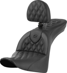 SADDLEMEN Roadsofa™ Seat - with Backrest - Lattice Stitch - FL '18-'24 818-33-182BR