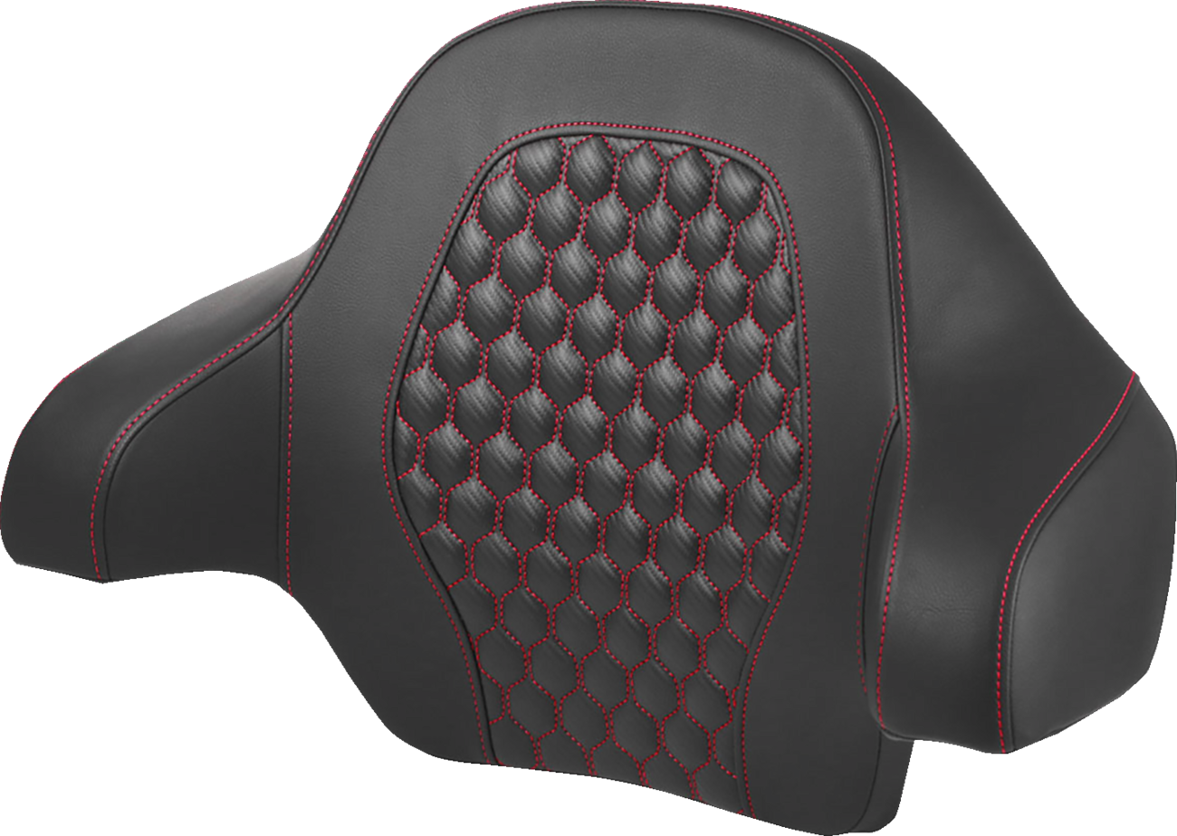 SADDLEMEN Tour Pack Backrest Pad - Honeycomb - Red Stitching - FL '14-'24 814-07-15104