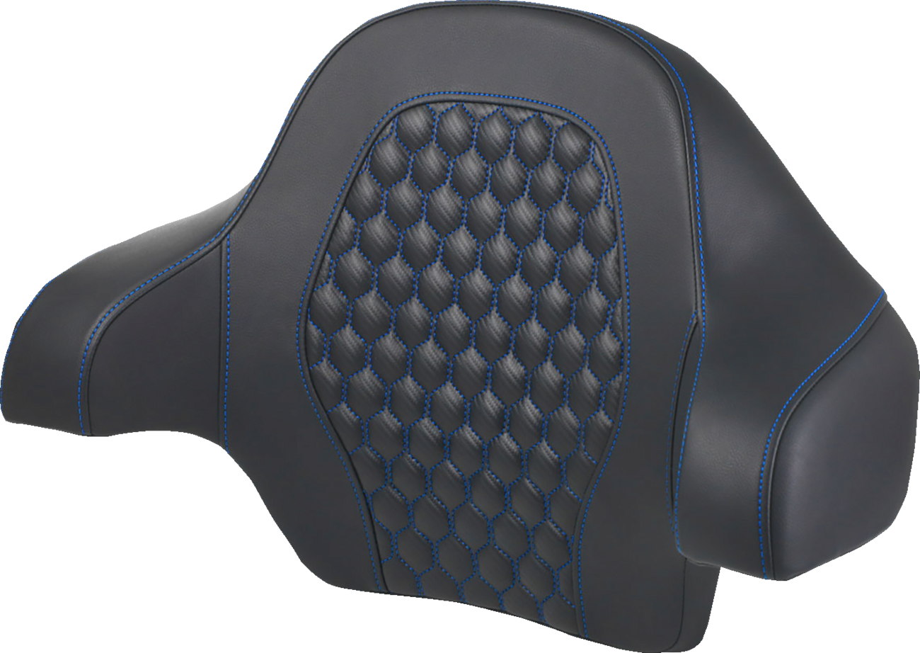 SADDLEMEN Tour Pack Backrest Pad - Honeycomb - Blue Stitching - FL '14-'24 814-07-15101