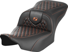 SADDLEMEN Roadsofa™ Seat - without Backrest - Honeycomb - Orange Stitch - FLTR/FLHX '23-'24 823-07-18903