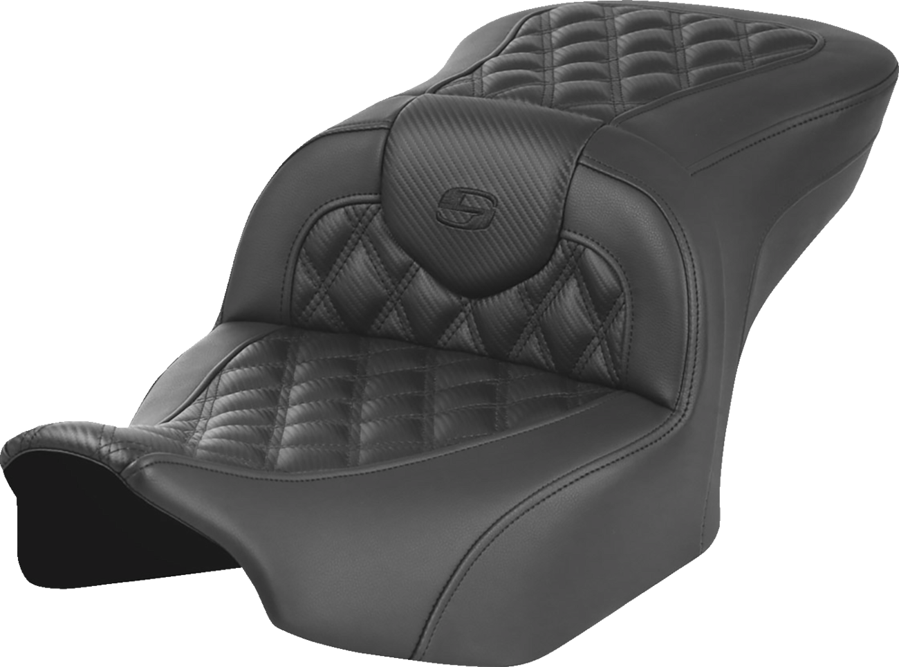 SADDLEMEN RoadSofa™ Seat - without Backrest - Carbon Fiber - Lattice Stitch - FLTR/FLHX '23-'24 823-07-20600