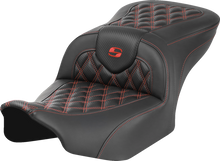 SADDLEMEN RoadSofa™ Seat - without Backrest - Carbon Fiber - Lattice Stitch - Red Stitch - FLTR/FLHX '23-'24 823-07-20604