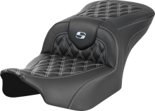 SADDLEMEN RoadSofa™ Carbon Fiber Seat - w/o Backrest - Lattice Stitch - Silver Stitch - FL/FX '23-'24 823-07-20605