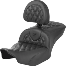 SADDLEMEN RoadSofa™ Seat - with Backrest - Carbon Fiber - Lattice Stitch - FLTR/FLHX '23-'24 823-07-206B0