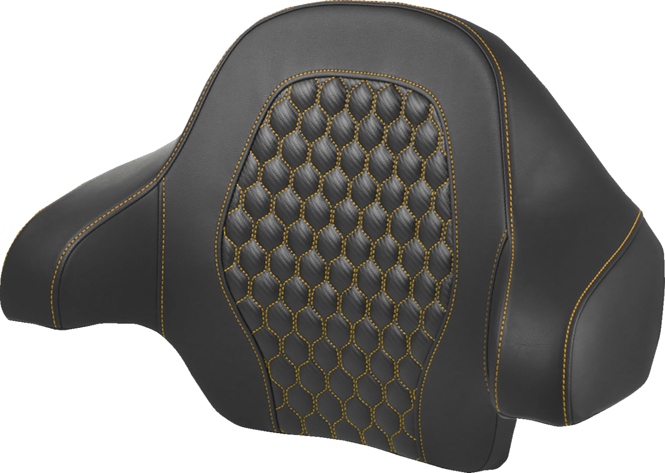 SADDLEMEN Tour Pack Backrest Pad - Honeycomb - Gold Stitching - FL '14-'24 814-07-15107