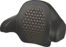 SADDLEMEN Tour Pack Backrest Pad - Honeycomb - Gold Stitching - FL '14-'24 814-07-15107
