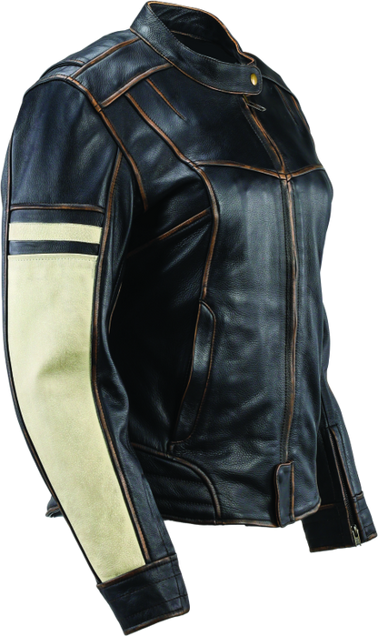 Kuryakyn Leather By River Road Dame Vintage Leather Jacket Black Womens - Small