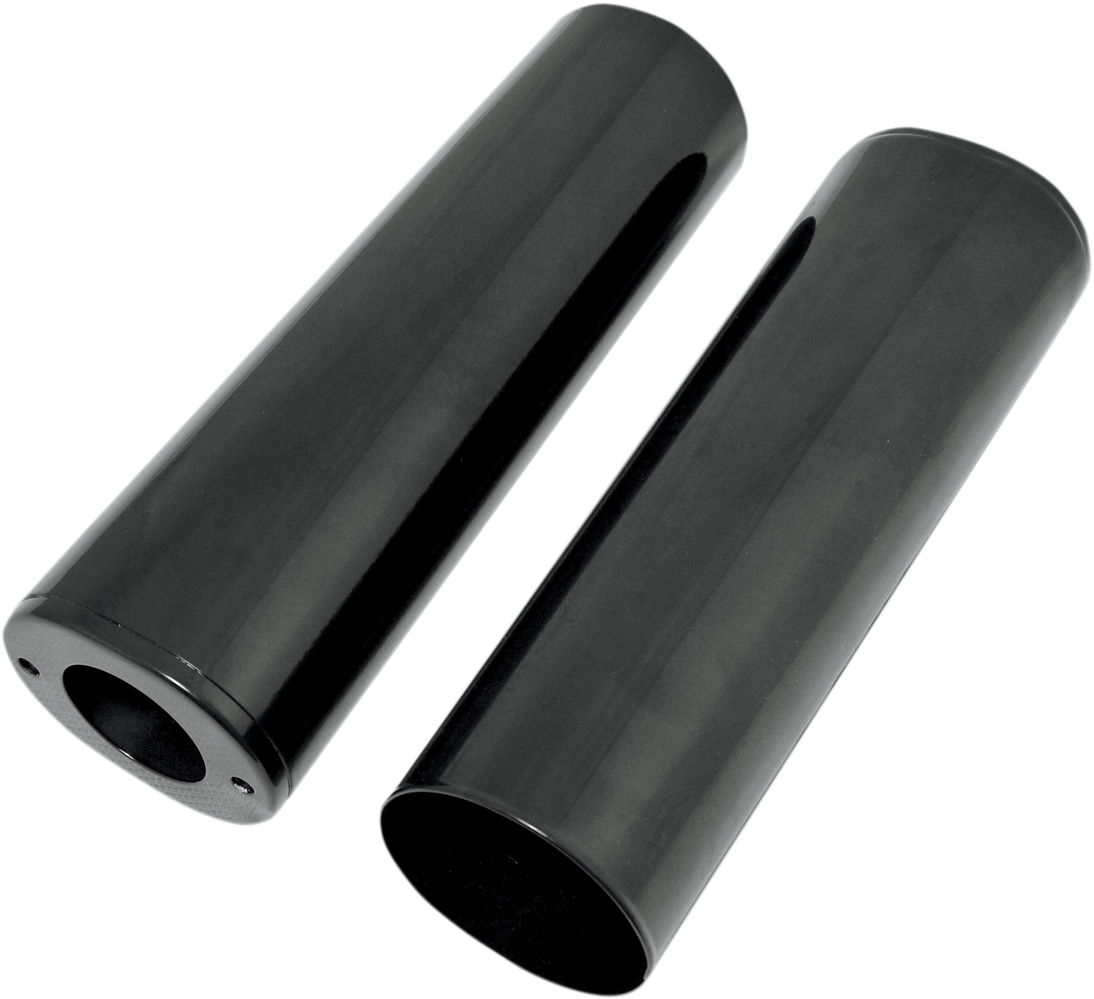 DRAG SPECIALTIES Fork Slider Covers - Extended +4" (10.5") - Gloss Black - Smooth 74539B
