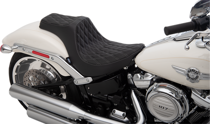 DRAG SPECIALTIES SEATS Predator III Seat - Double Diamond - Silver Stitching - FLFB/S '18-'25 0802-1189