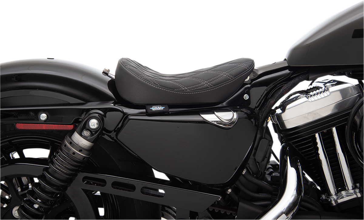 DRAG SPECIALTIES SEATS Bobber Solo Seat - Double Diamond - Silver Stitch - '10-'22 XL 0804-0740