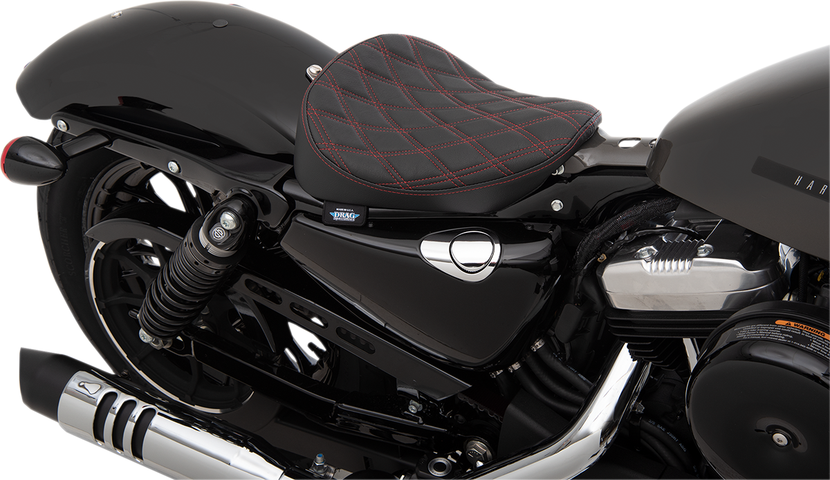 DRAG SPECIALTIES SEATS Bobber Solo Seat - Double Diamond - Red Stitch - '10-'22 XL 0804-0741